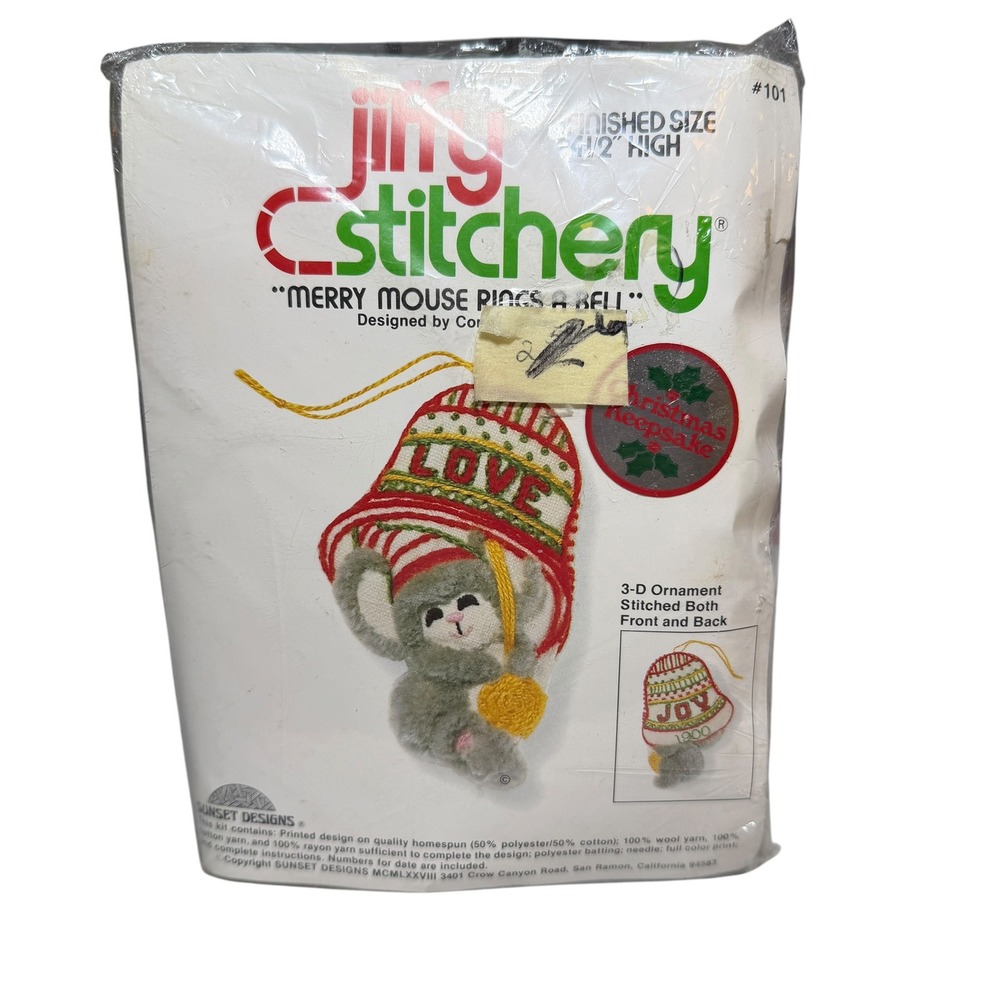 Sunset Designs Jiffy Stitchery Merry Mouse Rings A Bell Ornament Kit 101 Vintage
